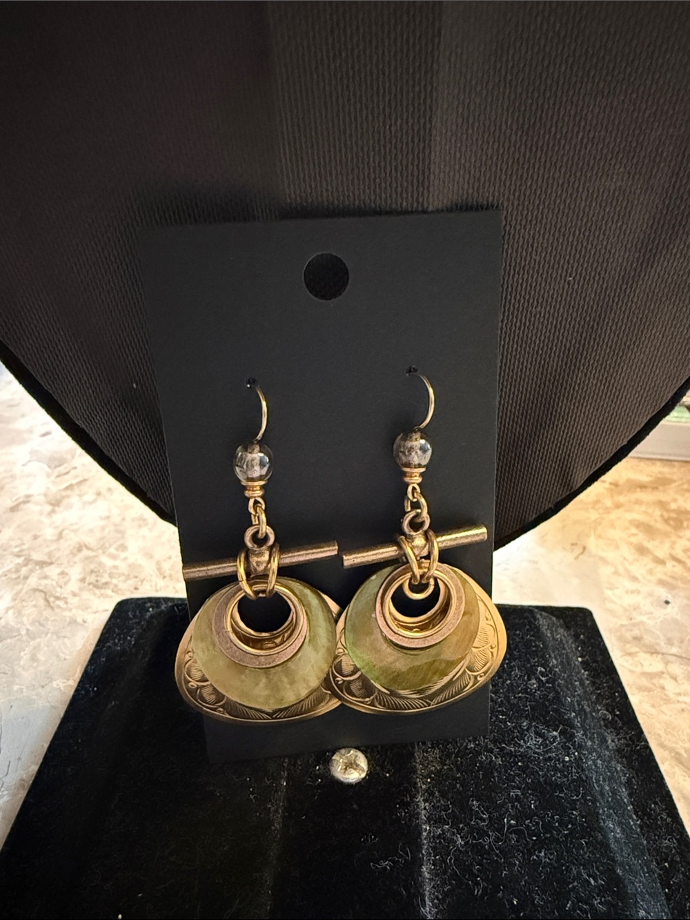 John Michael Richardson, 14 karat gold filled pierced earrings with shell accent